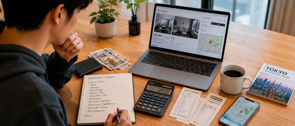International foreigner comparing the cost of a traditional apartment with a furnished apartment in Japan