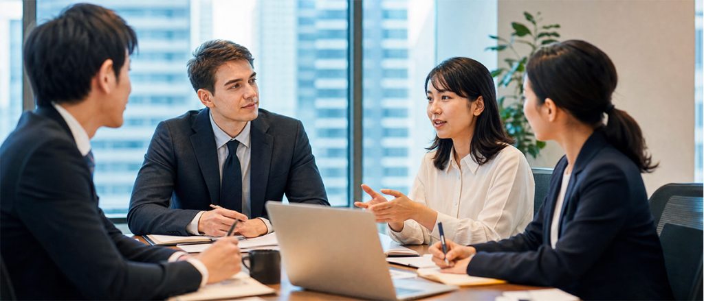 Foreign professional learning Japanese workplace culture before a job interview in Japan