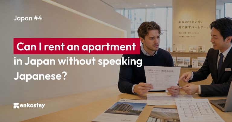Young foreigner looking confused while trying to rent an apartment in Japan without speaking Japanese during a meeting with a Japanese real estate agent.