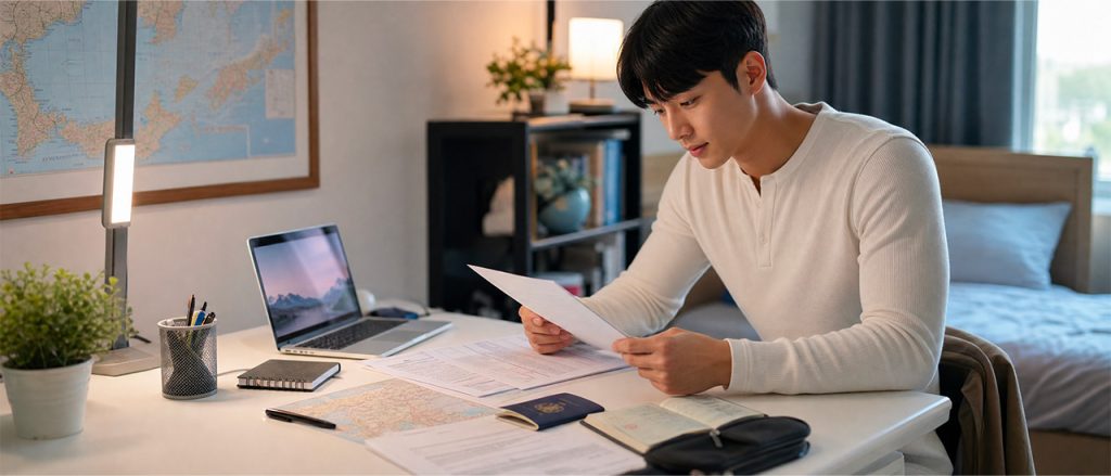 international student reviewing the required documents before submitting a Japan visa application.