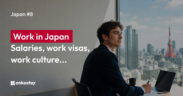 Young foreign professional working in Japan in a modern office overlooking Tokyo